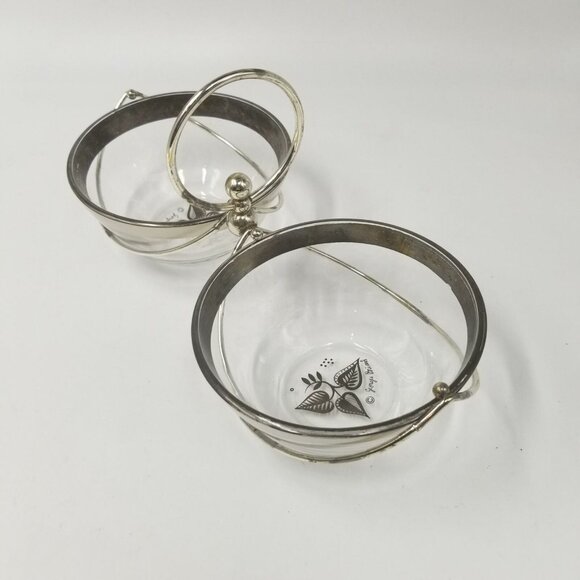 Vintage Silver Overlay Bowls Georges Briard Signed Double Glass Silver Caddy - Picture 4 of 7